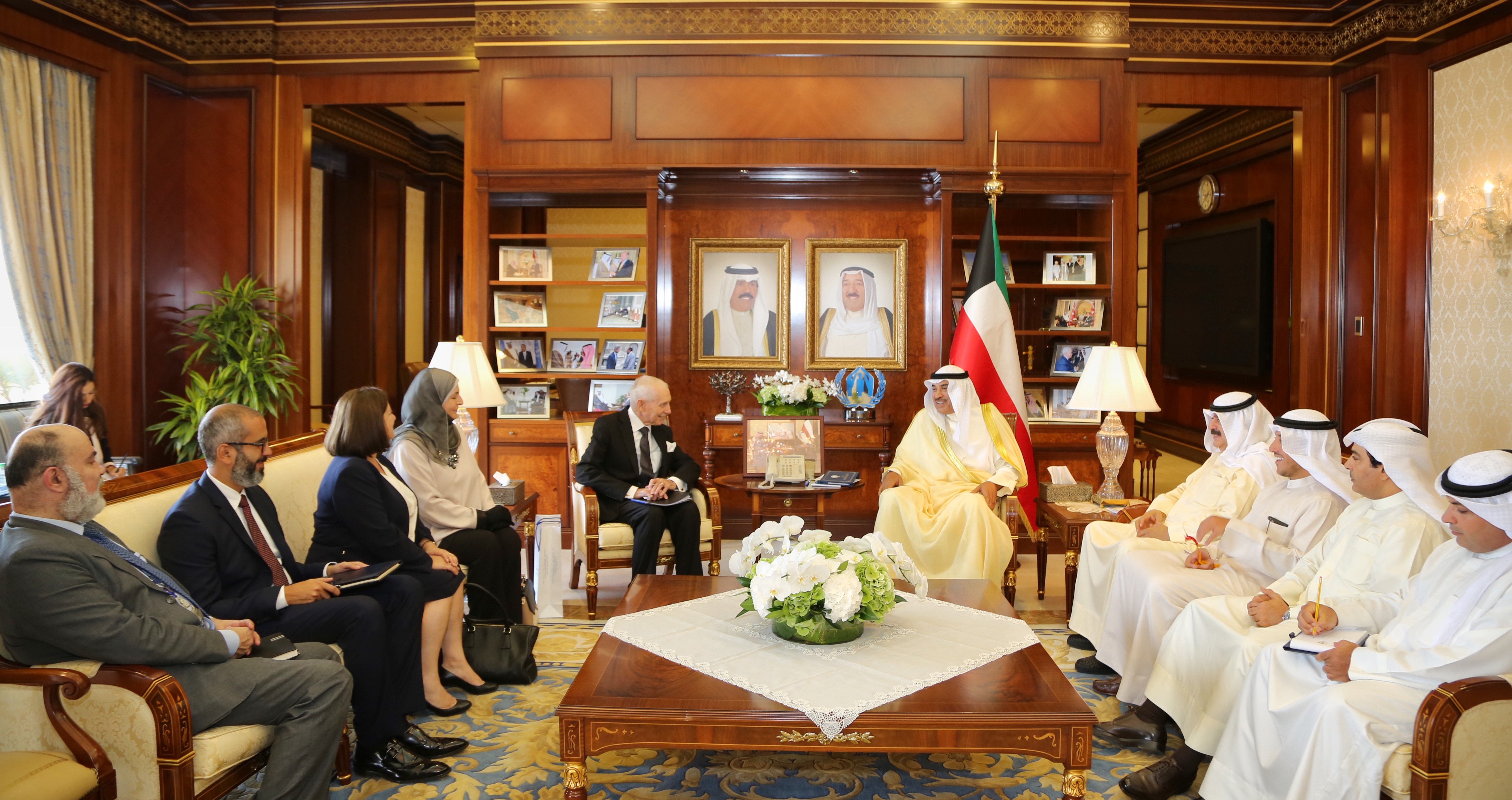 First Deputy Prime Minister and Foreign Minister Sheikh Sabah Al-Khaled Al-Hamad Al-Sabah during his meeting with the International Organization for Migration's Director-General William Lacy Swing