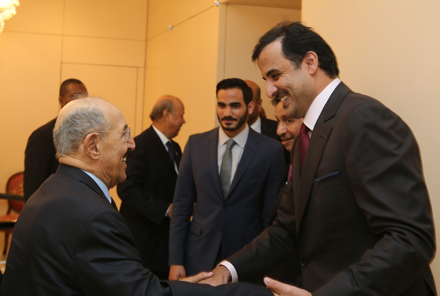 His Highness the Amir Sheikh Sabah Al-Ahmad Al-Jaber Al-Sabah receives Qatar's Amir Sheikh Tamim Bin Hamad Al-Thani