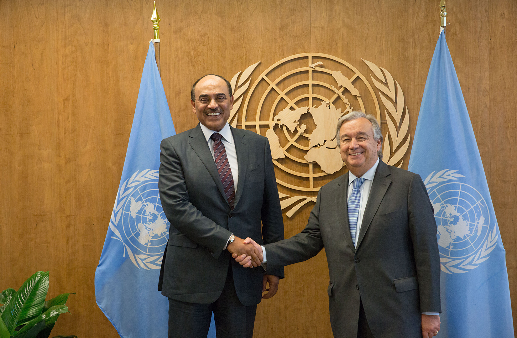 First Deputy Prime Minister and Foreign Minister Sheikh Sabah Al-Khaled Al-Hamad Al-Sabah meets with UN Secretary General Antonio Guterres