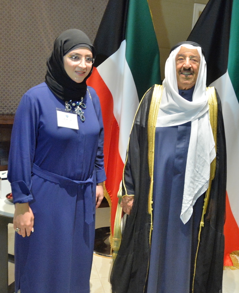 His Highness the Amir with a Kuwaiti student studying in U.S.