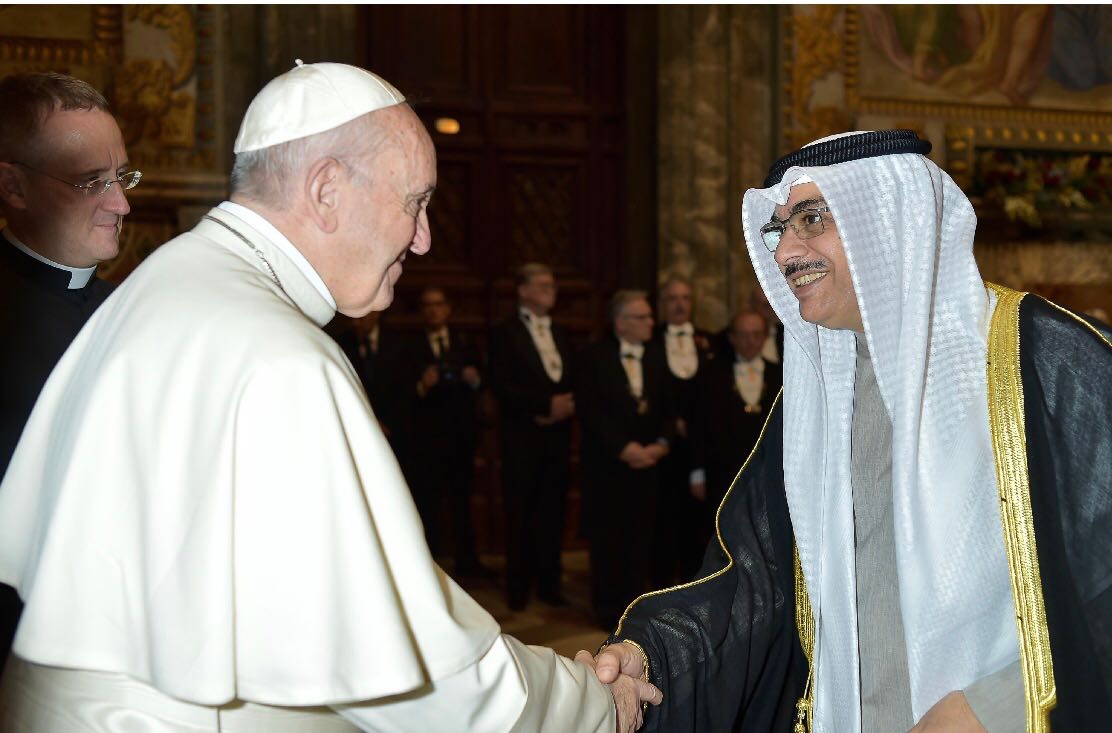 Kuwait Ambassador to Switzerland and non-resident envoy to the Vatican, Badr Al-Tunaib with Pope Francis