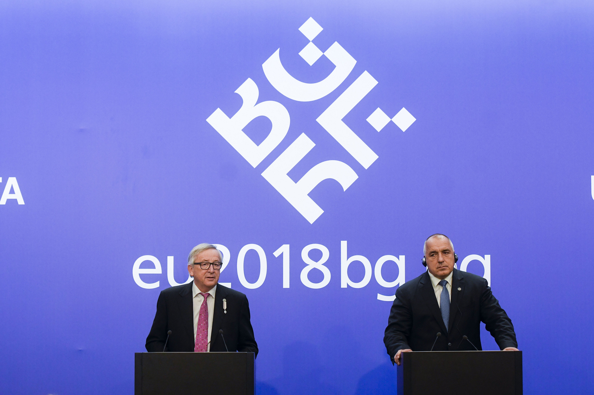 Boyko Borissov, Bulgarian Prime Minister and Jean-Claude Juncker, President of the European Commission at the press conference in Sofia
