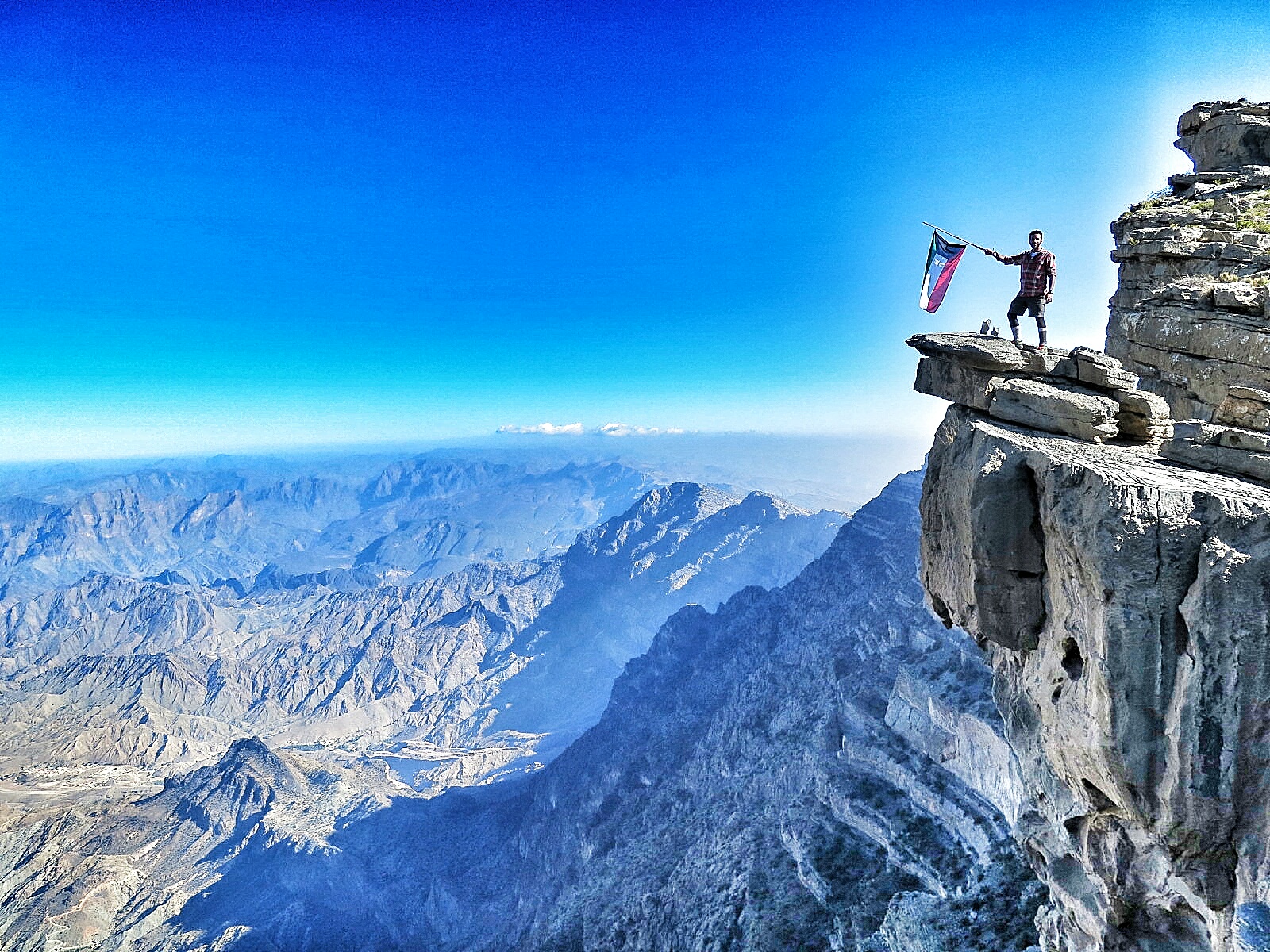 Abdullah Al-Shahin  climbing Jebel Shams - the highest mountain in Oman and the Gulf region