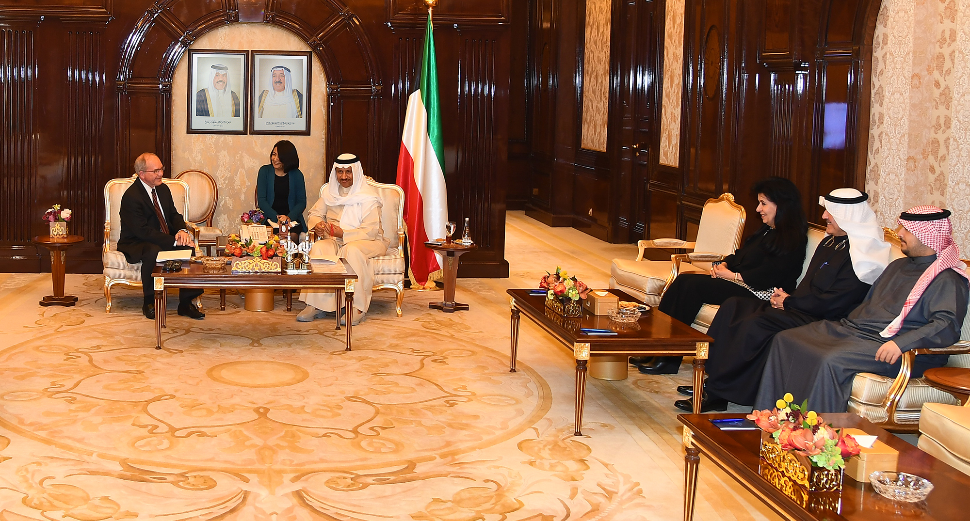 His Highness the Prime Minister Sheikh Jaber Al-Mubarak Al-Hamad Al-Sabah received Tuesday at Bayan Palace former US Ambassador to the country Edward Gnehm.