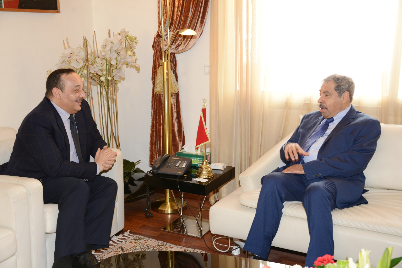 Moroccan Minister of Culture and Communication Mohammad Laaraj receives Abdulaziz Al-Babtain, Chairman of Abdulaziz Saud Al-Babtain Cultural Foundation