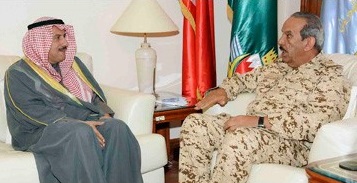 Commander of Bahrain Defense Force Field Marhsal Sheikh Khalifa Al-Khalifa meetS with Kuwait Ambassador to Bahrain Sheikh Azzam Al-Sabah