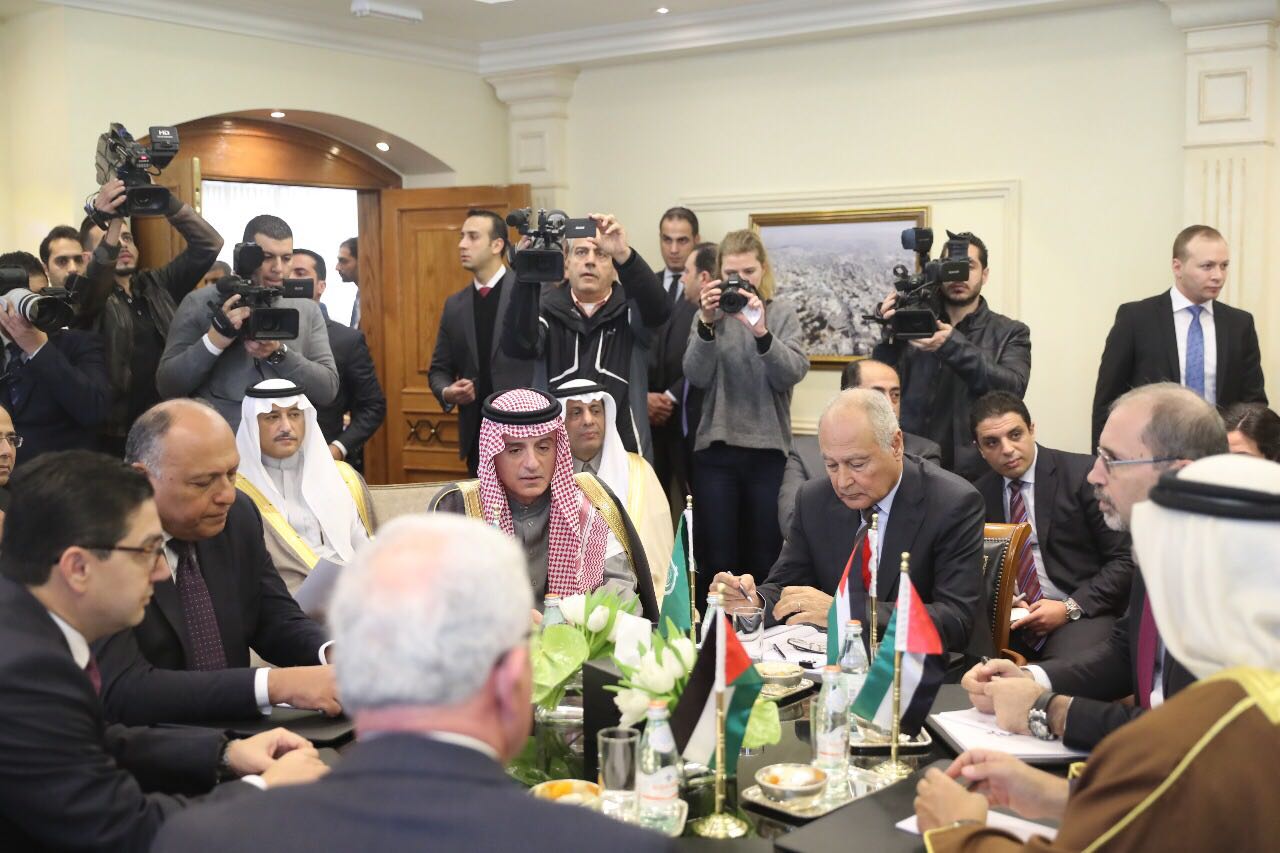 Arab League Secretary General Ahmad Abulgheit and Arab foreign ministers