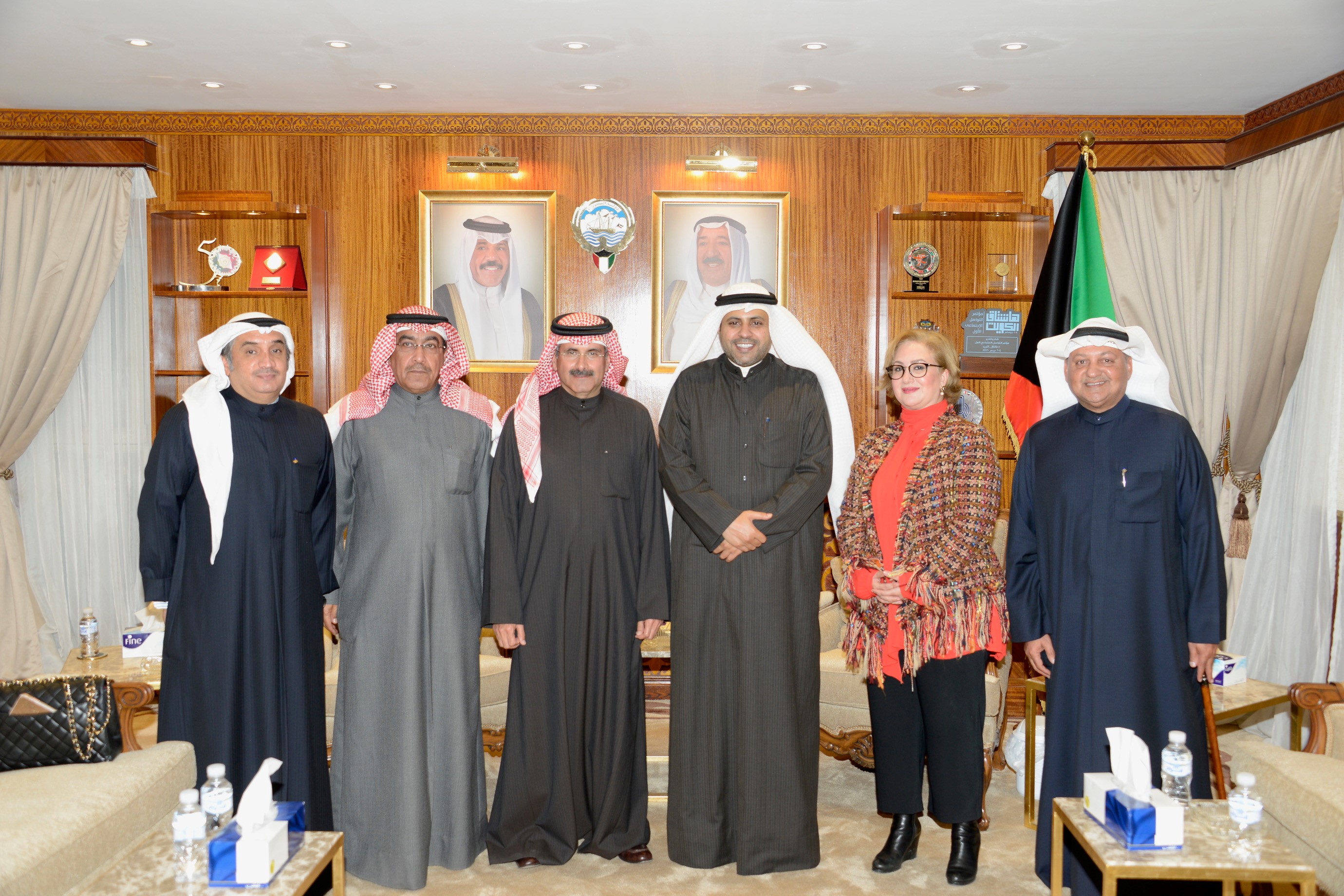 Information Minister Mohammed Al-Jabri receives Chairman and Director General of Kuwait News Agency (KUNA) and members of the Board of Directors