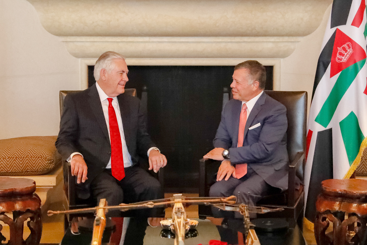 King Abdullah II meets US Secretary of State Rex Tillerson