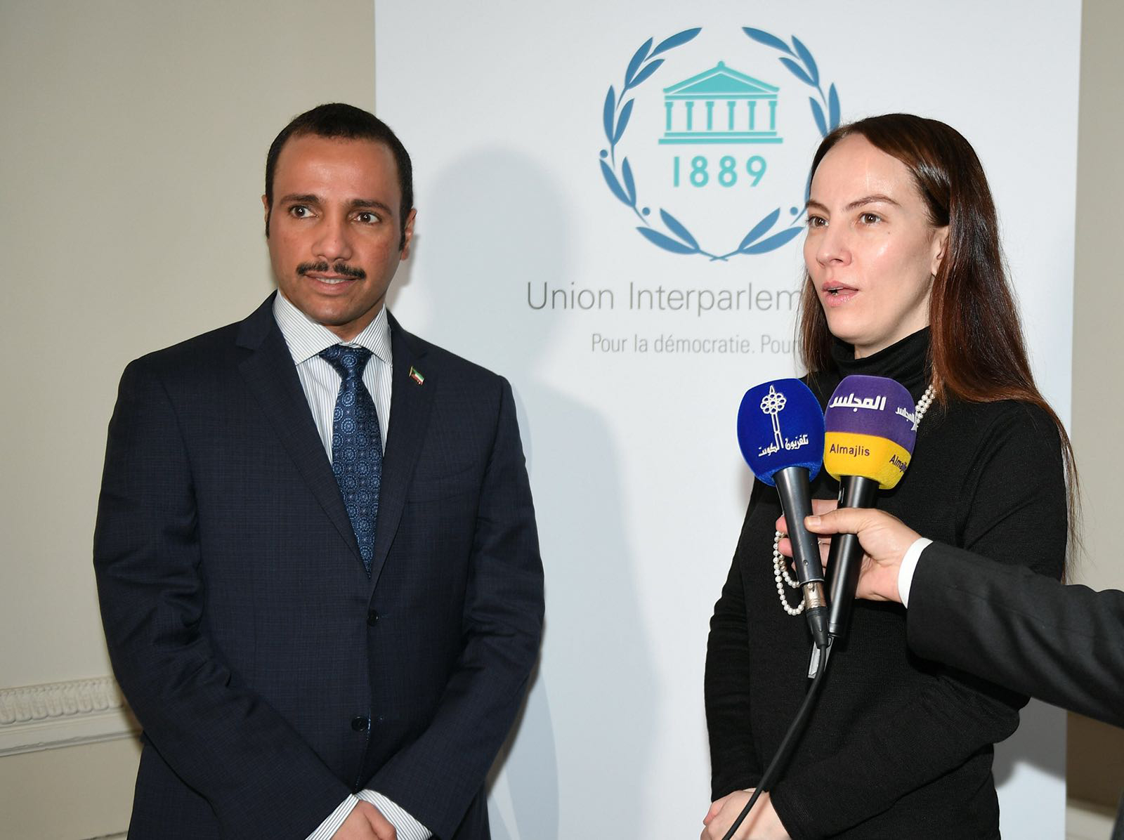 Speaker of the National Assembly Marzouq Ali Al-Ghanim meetis with President of the Inter-Parliamentary Union (IPU) Gabriela Barron