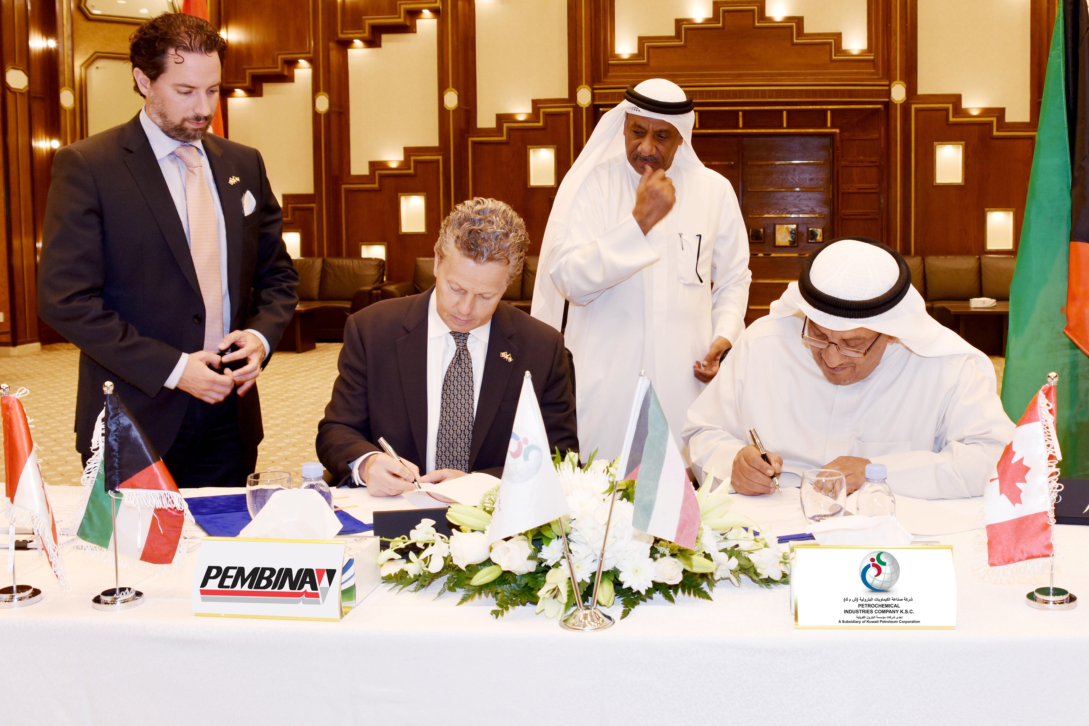 PIC CEO Mohammed Al-Farhoud and Canada Kuwait Petrochemical Corporation Director Stuart Taylor during the agreement signing ceremony