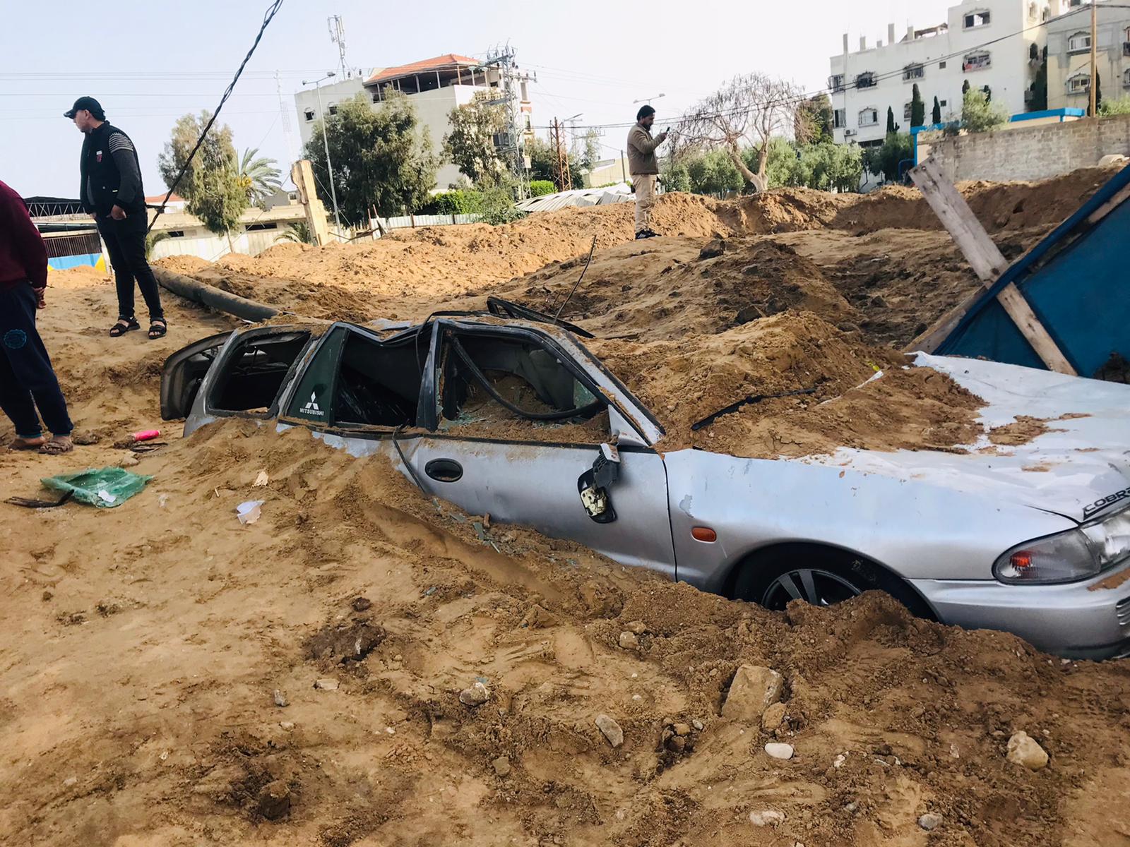 A car damaged by the Israeli occupation aggression on Gaza