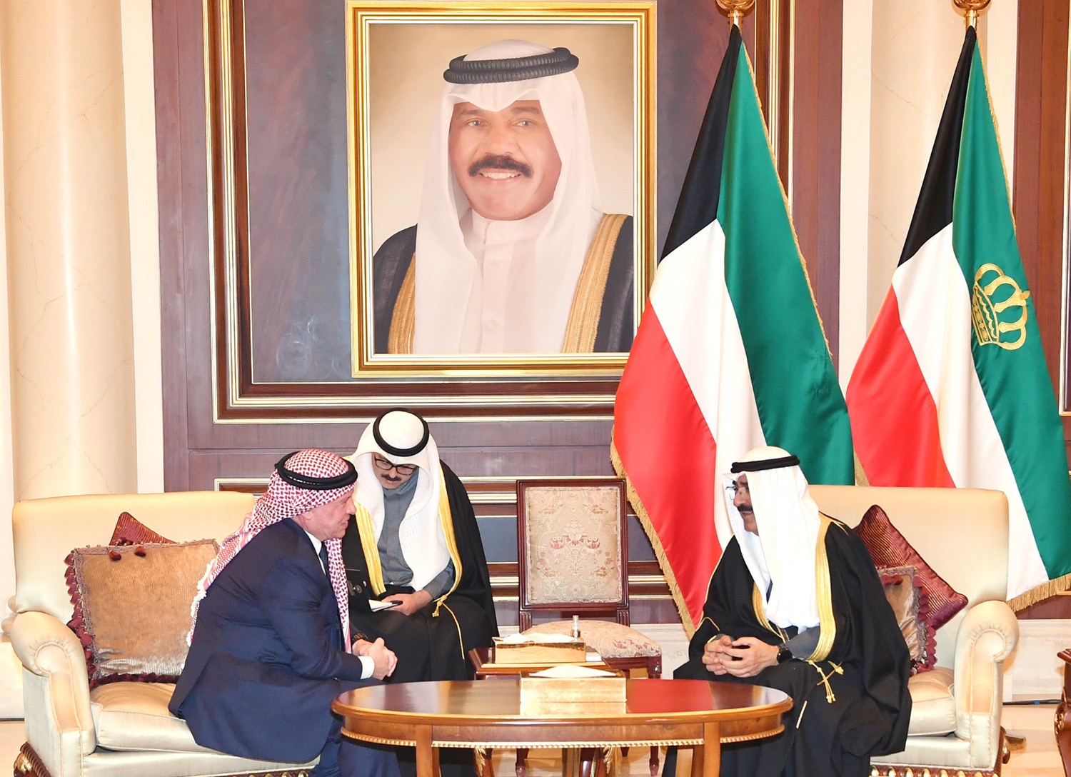 His Highness the late Amir Sheikh Nawaf Al-Ahmad Al-Jaber Al-Sabah and the Jordanian Monarch Abdullah II bin Al-Hussein
