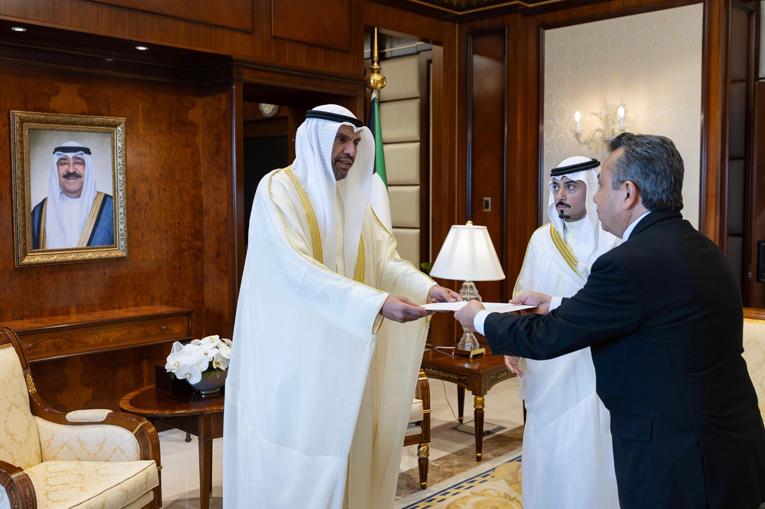 Minister of Foreign Affairs Abdullah Al-Yahya receives credentials of new Ambassador of Mexico to Kuwait Edward Haller