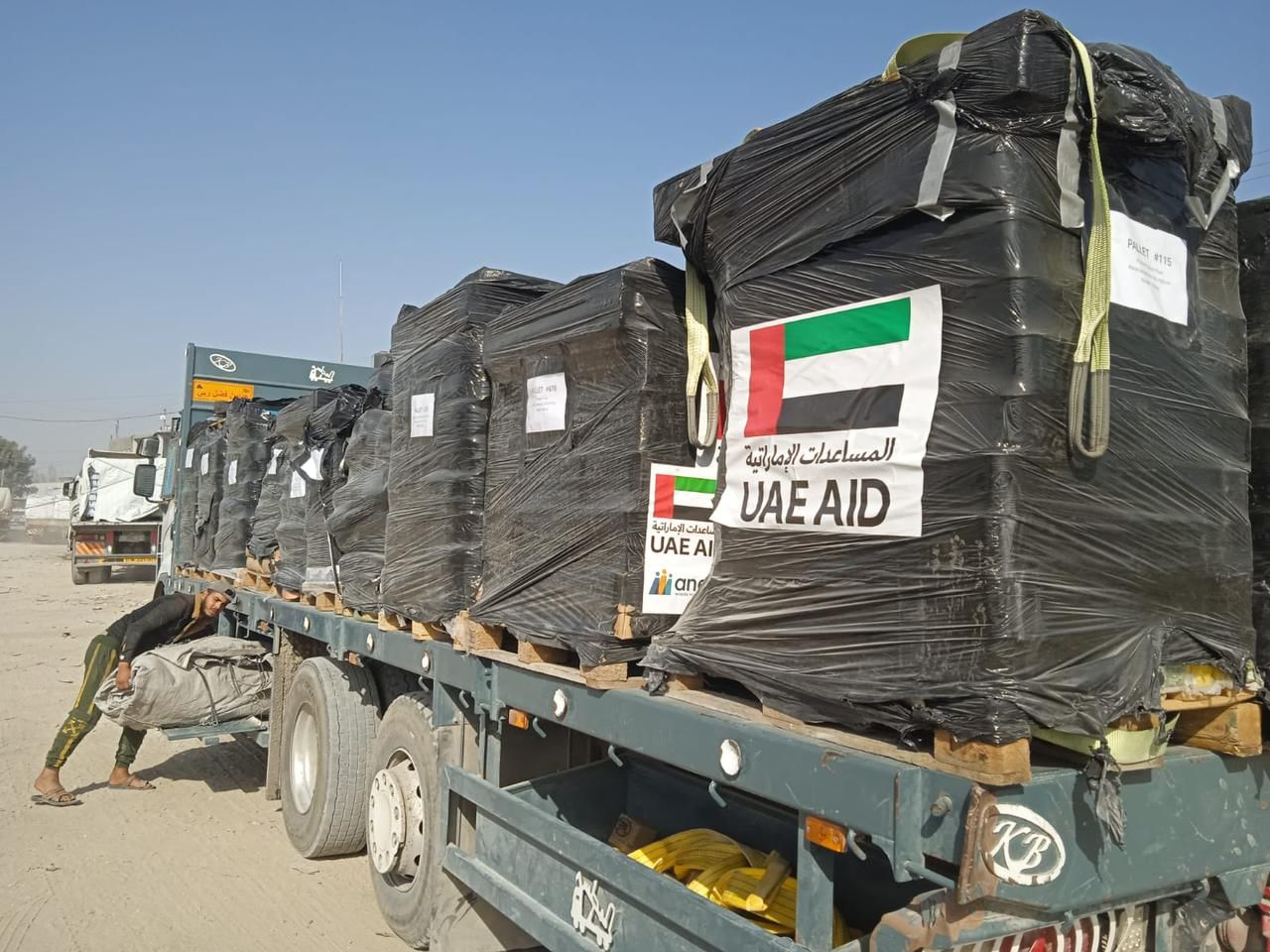 جانب من المساعدات الغذائية الإماراتية لقطاع غزة