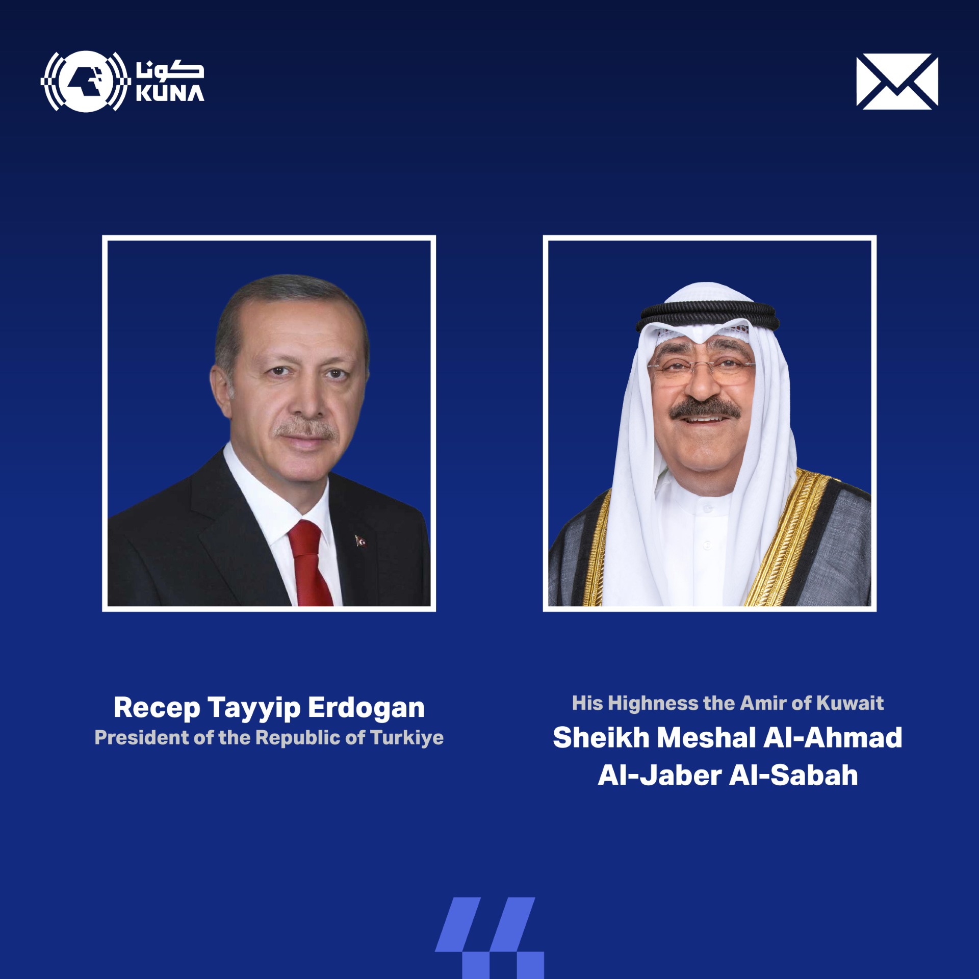 Kuwait Amir sends cable of appreciation to Turkish President                                                                                                                                                                                              