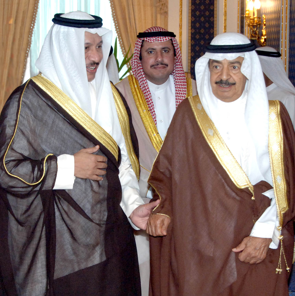 Kuwaiti First Deputy Prime Minister and Defense Minister Sheikh Jaber Mubarak Al-Hamad Al-Sabah meets Bahraini Prime Minister Sheikh Khalifa bin Salman al Khalifa