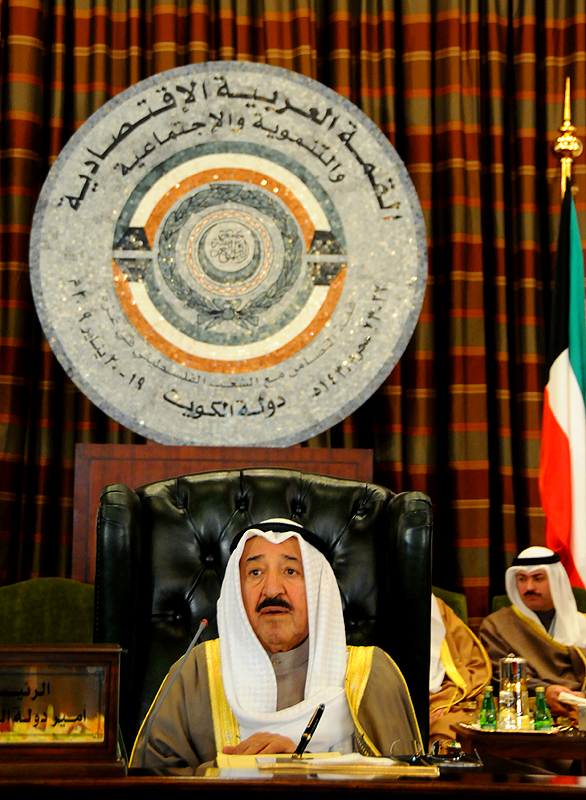 His Highness Sheikh Sabah Al-Ahmad Al-Sabah addressing the final session of the Arab Economic summit