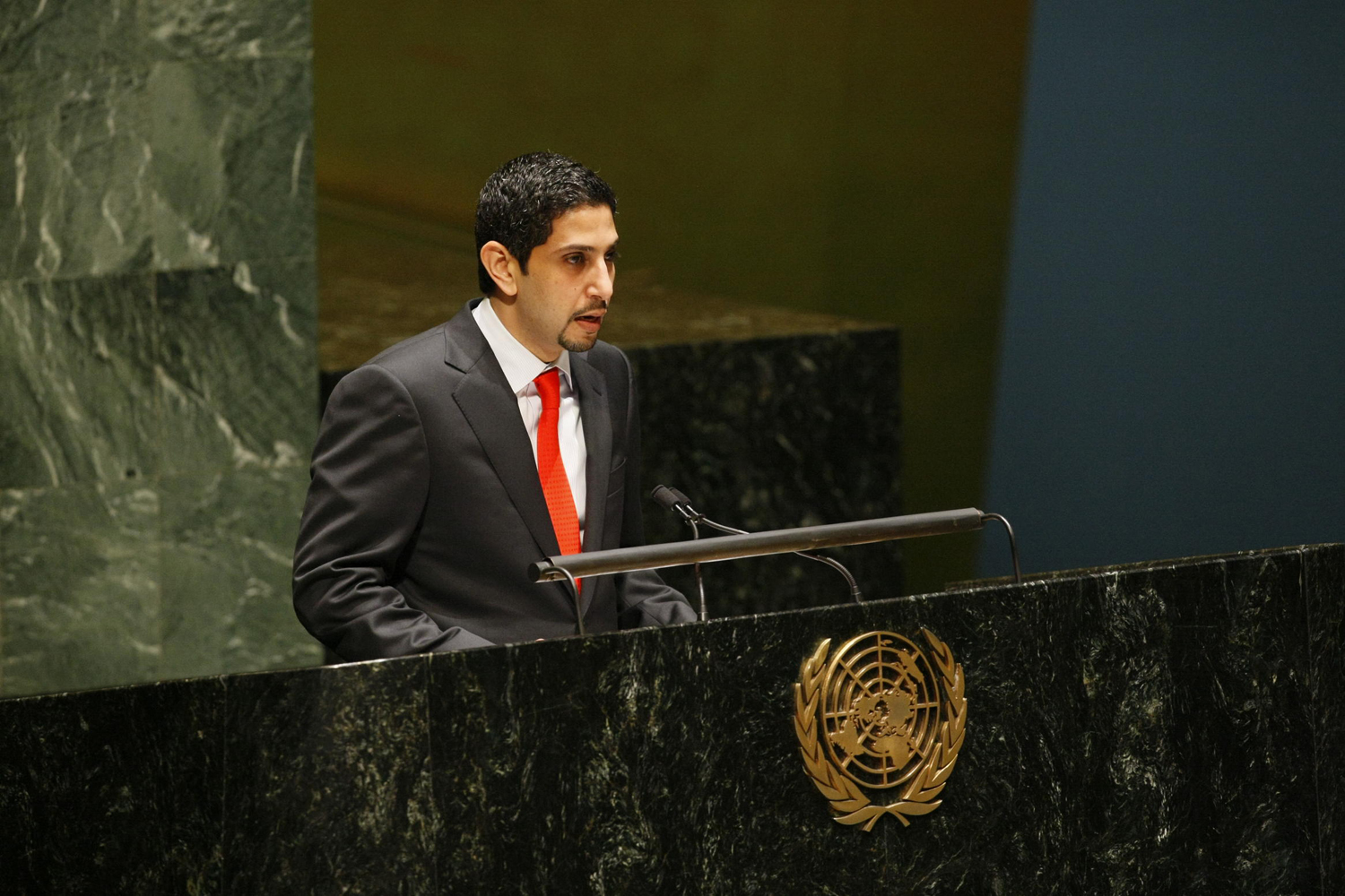 السكرتير أول سعد عبدالعزيز المهيني يلقي كلمة وفد دولة الكويت الدائم لدى الأمم المتحدة