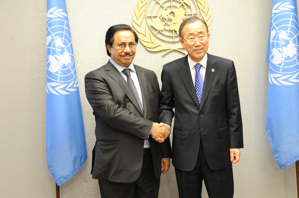 HH the Prime Minister Sheikh Jaber Al-Mubarak Al-Hamad Al-Sabah  with UN Secretary General Ban Ki-moon
