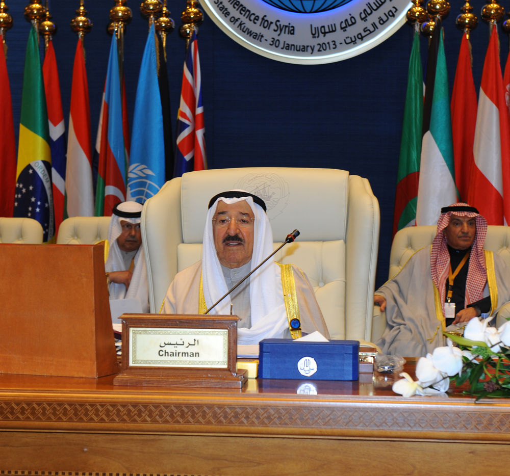 His Highness the Amir Sheikh Sabah Al-Ahmad Al-Jaber Al-Sabah Wednesday announced USD 300 million pledge for the Syrian people