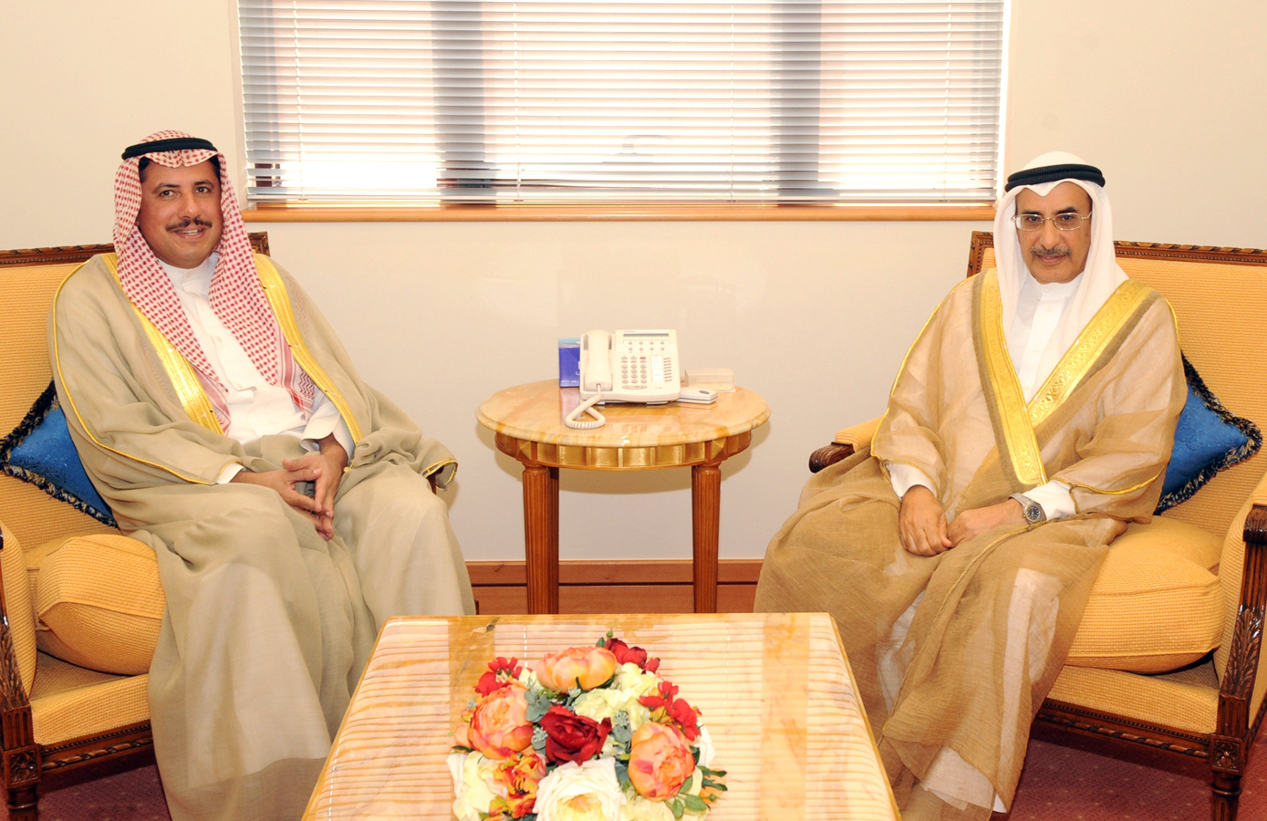 Bahrain's Deputy Prime Minister Sheikh Khalid bin Abdullah AlKhalifa during the meeting with