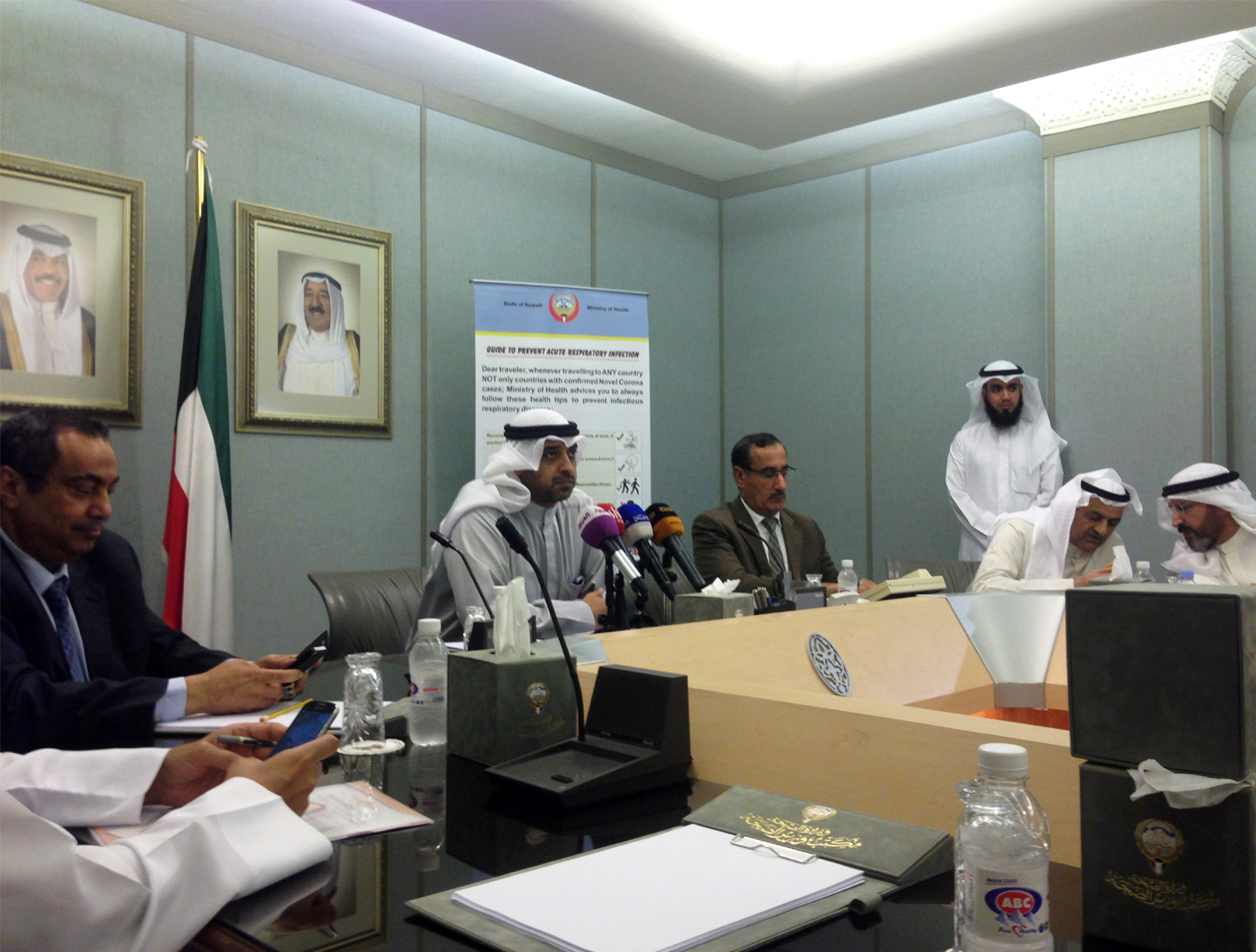 Minister of State for Cabinet Affairs and Health Minister Sheikh Mohammad Abdullah Al-Mubarak Al-Sabah in a press conference