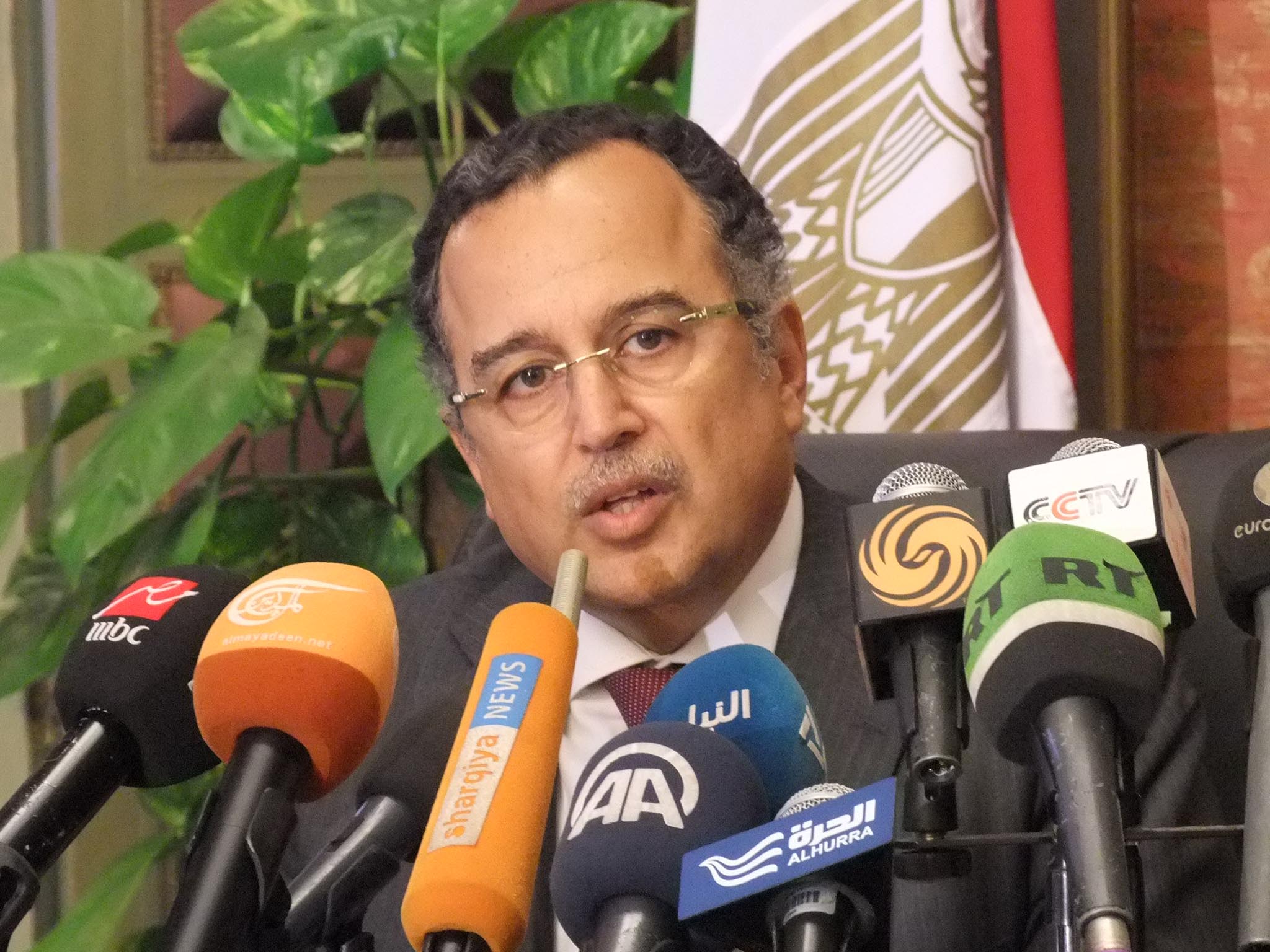 وزير الخارجية المصري نبيل فهمي أثناء المؤتمر الصحافي