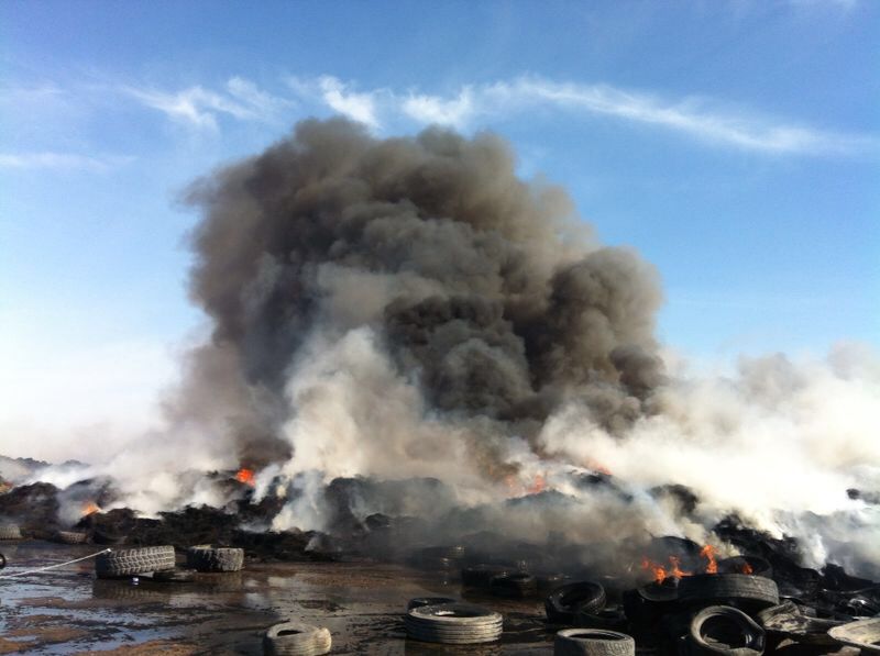 Firemen put out fire in Mina Abdullah tire scrap