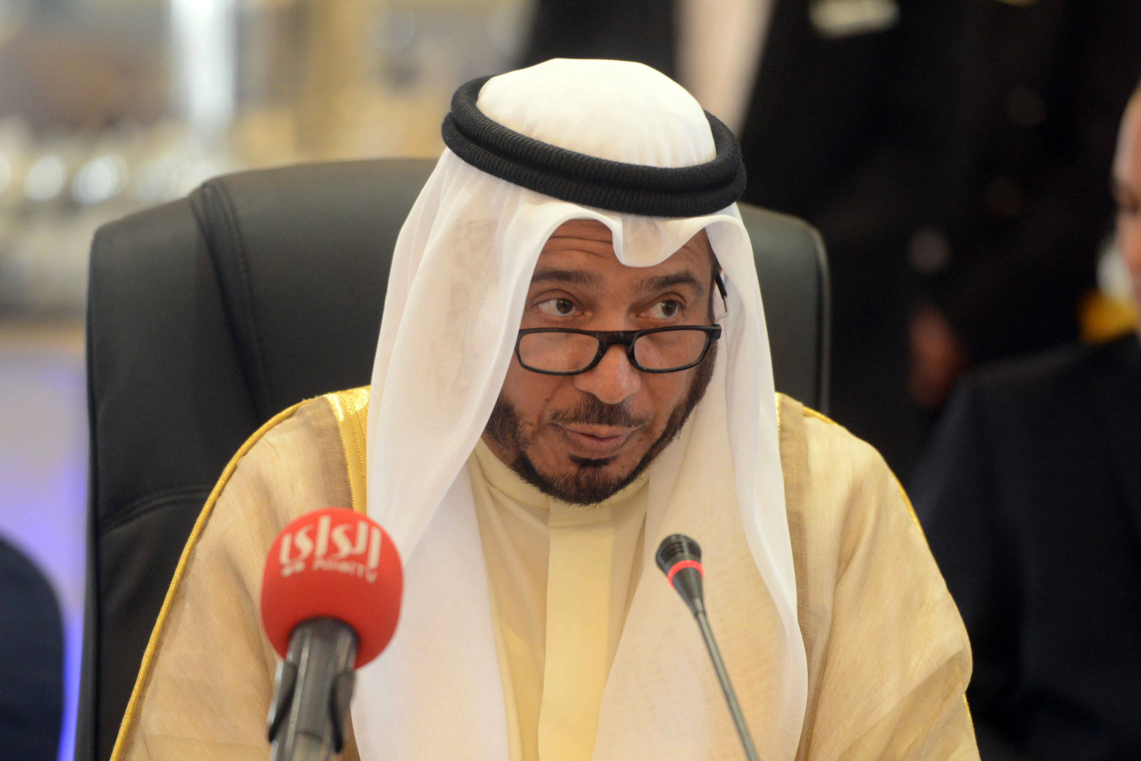 مبعوث الامين العام للأمم المتحدة للشؤون الانسانية ورئيس الهيئة الخيرية الاسلامية العالمية الدكتور عبدالله المعتوق أثناء الاجتماع