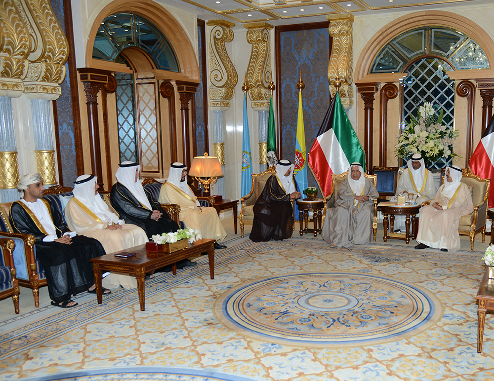 His Highness the Amir Sheikh Sabah Al-Ahmad Al-Jaber Al-Sabah receives GCC chairmen of commerce