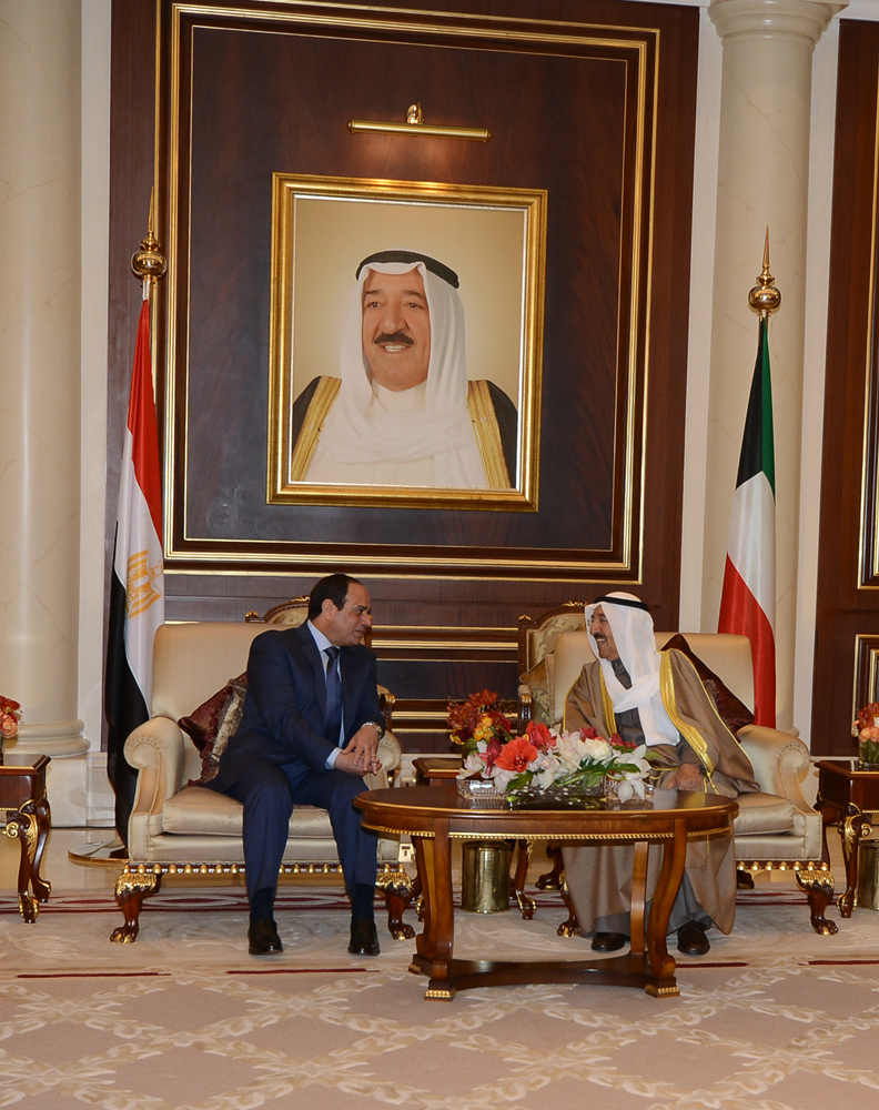 His Highness the Amir Sheikh Sabah Al-Ahmad Al-Jaber Al-Sabah receives Egyptian President Abdelfatah Al-Sisi