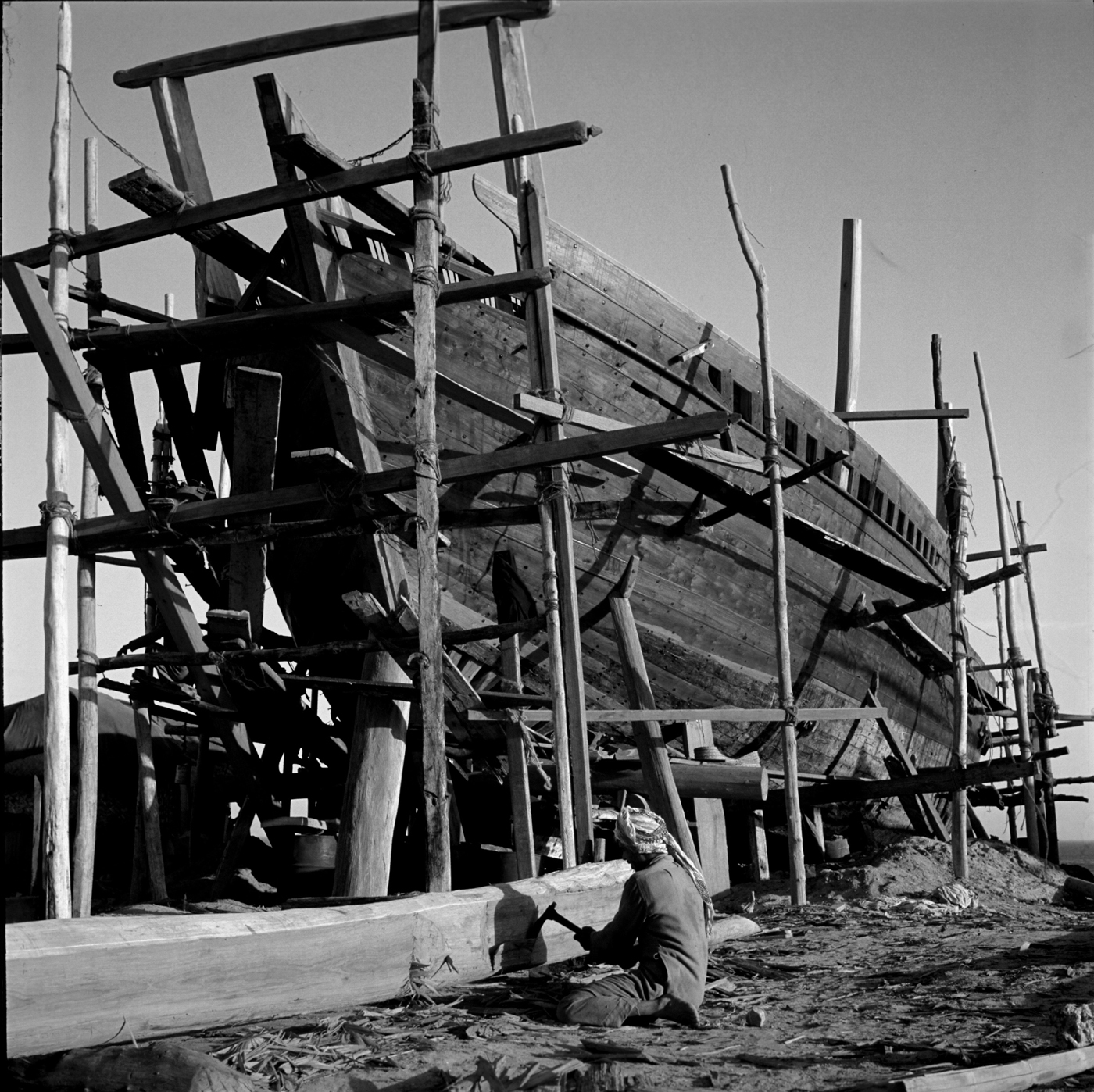 Building wooden ships .. Traditional Kuwaiti craft