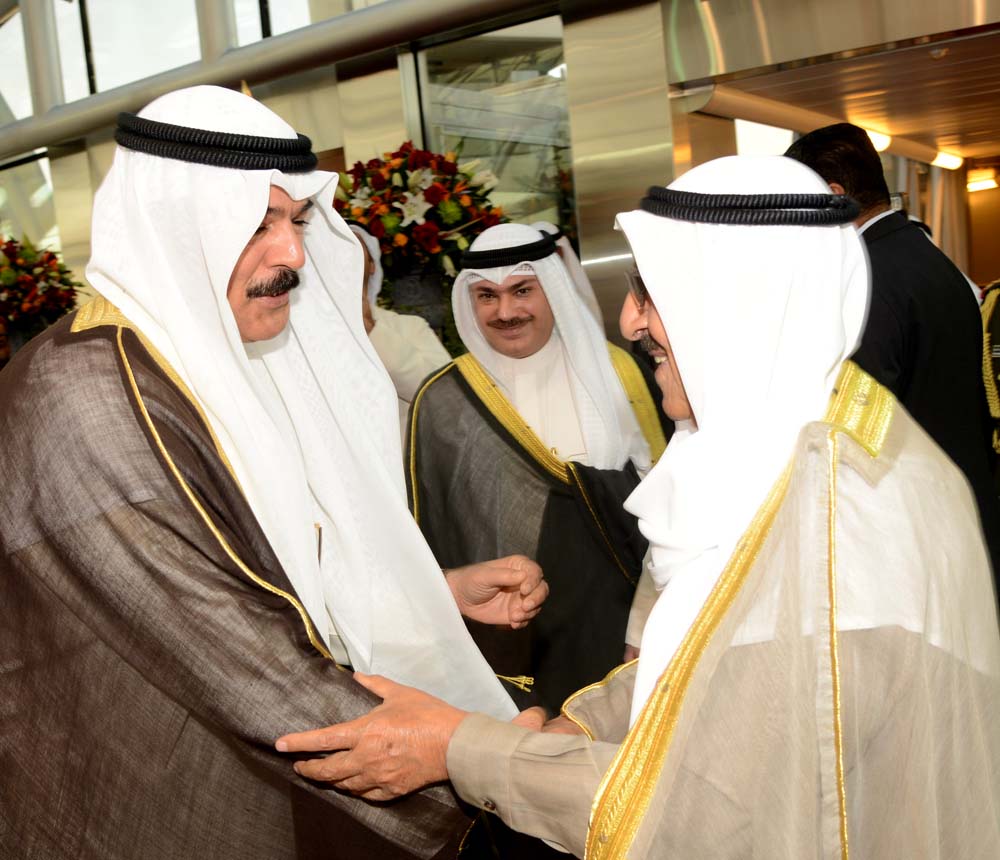 His Highness the Amir Sheikh Sabah Al-Ahmad Al-Jaber Al-Sabah departing to Egypt seen off by Interior Minister Sheikh Muhamad Al-Khaled
