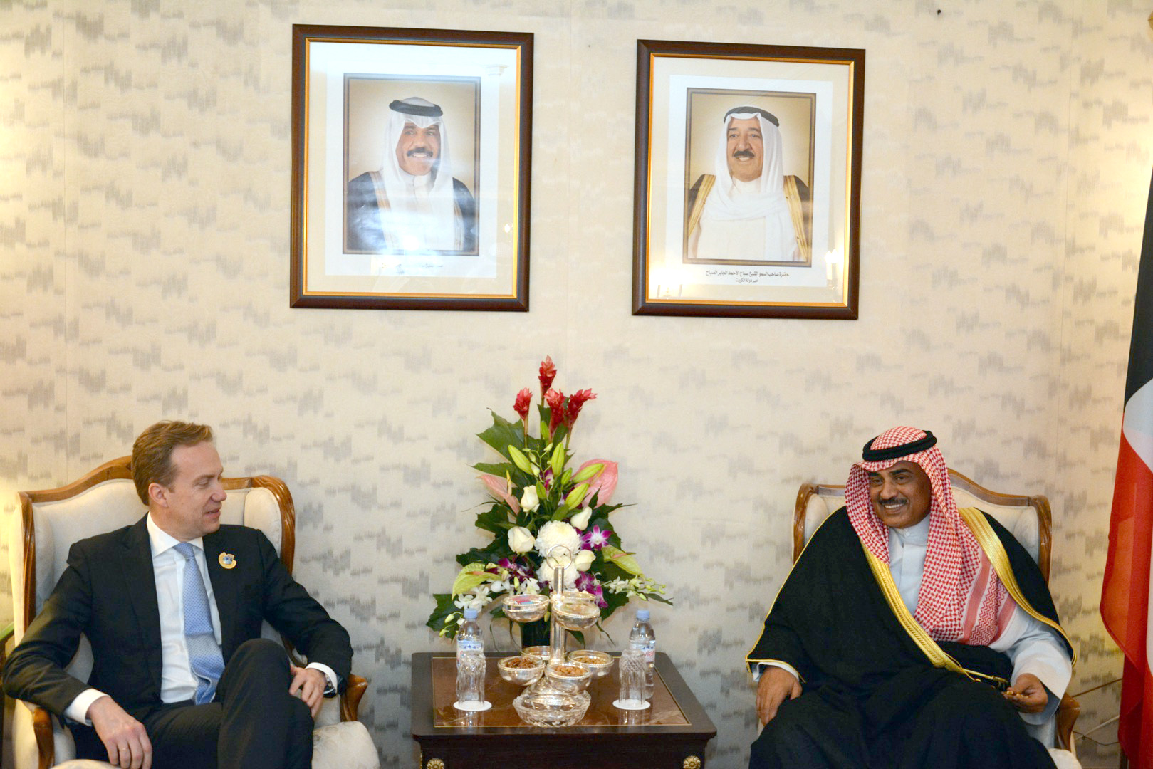 First Deputy Prime Minister and Foreign Minister Sheikh Sabah Khaled Al-Hamad Al-Sabah with Norwegian Foreign Minister Borge Brende