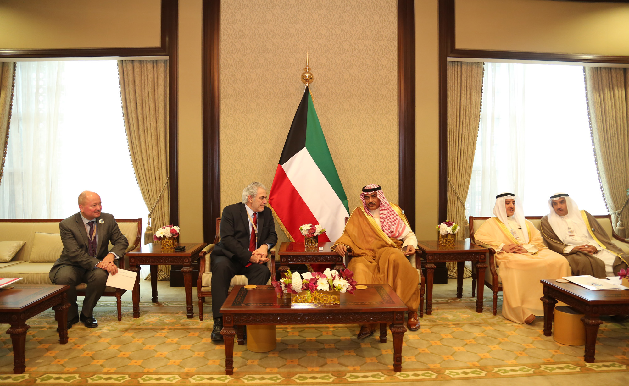 First Deputy Prime Minister and Foreign Minister Sheikh Sabah Khaled Al-Hamad Al-Sabah meets with Christos Stylianides, EU Commissioner for Humanitarian Aid and Crisis Management