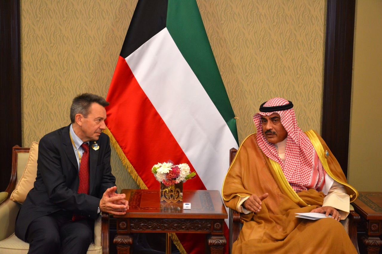 First Deputy Premier and Foreign Minister Sheikh Sabah Khaled Al-Hamad Al-Sabah meets President of the International Committee of the Red Cross Peter Maurer