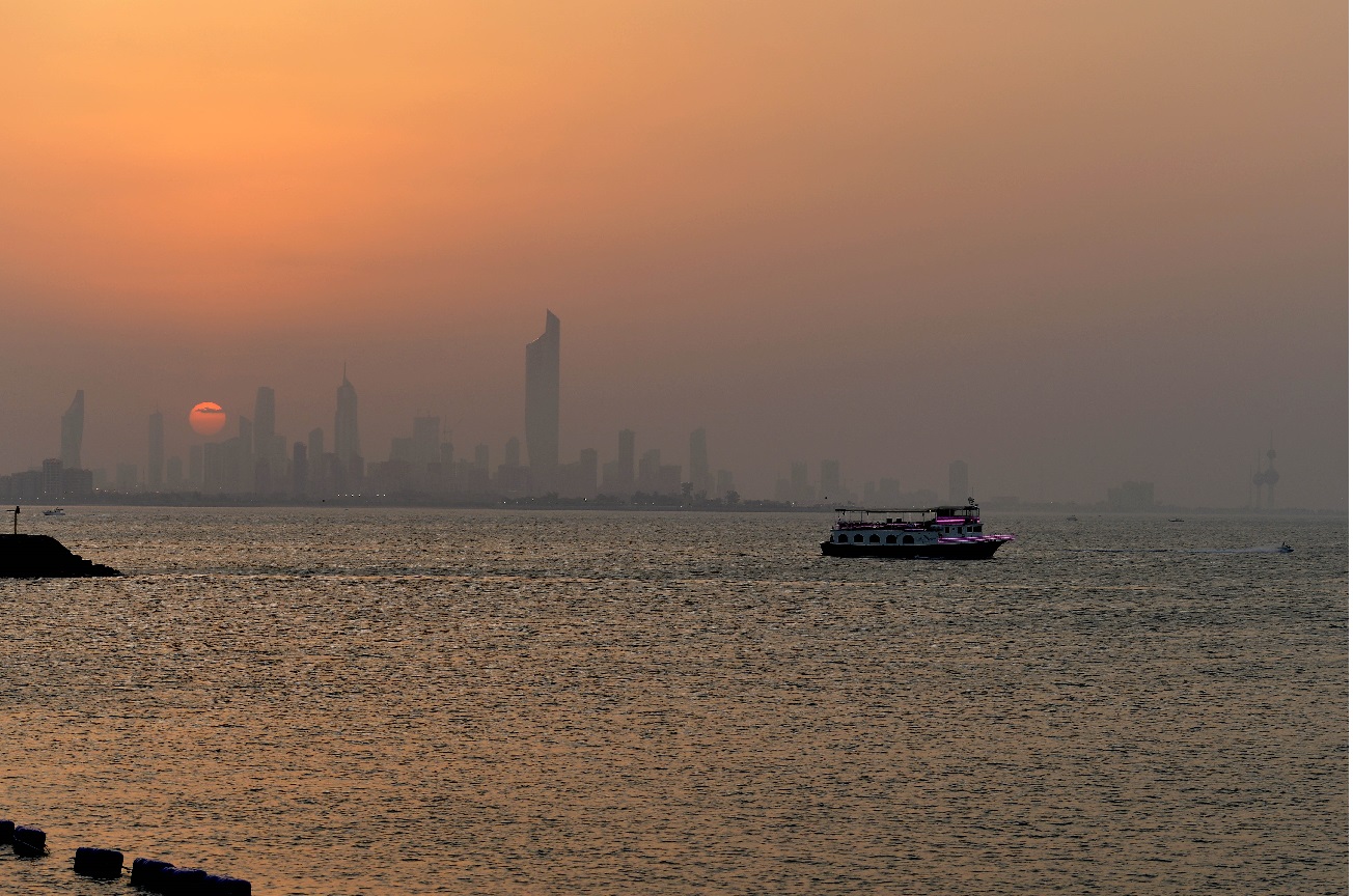 Tourist boat cruising in the Bay of Kuwait during sunset (Ahmad Surour - KUNA)