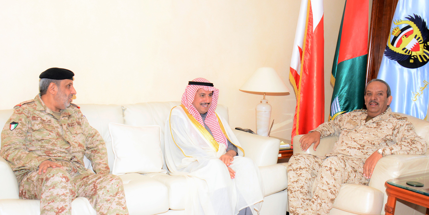 Bahraini Defense Force Commander-in-Chief, Field Marshal Shaikh Khalifa bin Ahmed Al Khalifa with Dean of Diplomatic Corps in Bahrain, the Kuwaiti Ambassador Sheikh Azzam Mubarak Al Sabah