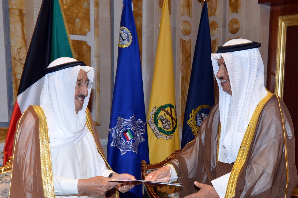 His Highness the Amir Sheikh Sabah Al-Ahmad Al-Jaber Al-Sabah received on Sunday His Highness the Prime Minister Sheikh Jaber Al-Mubarak Al-Hamad Al-Sabah