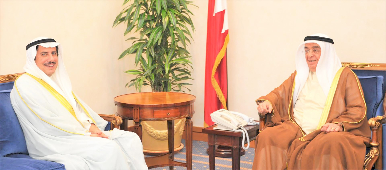 Bahraini Deputy Prime Minister Sheikh Mohammed bin Mubarak Al-Khalifa during his reception of the Kuwaiti Ambassador to Bahrain Sheikh Azzam Mubarak Al-Sabah