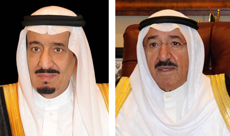 His Highness the Amir Sheikh Sabah Al-Ahmad Al-Jaber Al-Sabah and Saudi King Salman bin Abdulaziz Al Saud