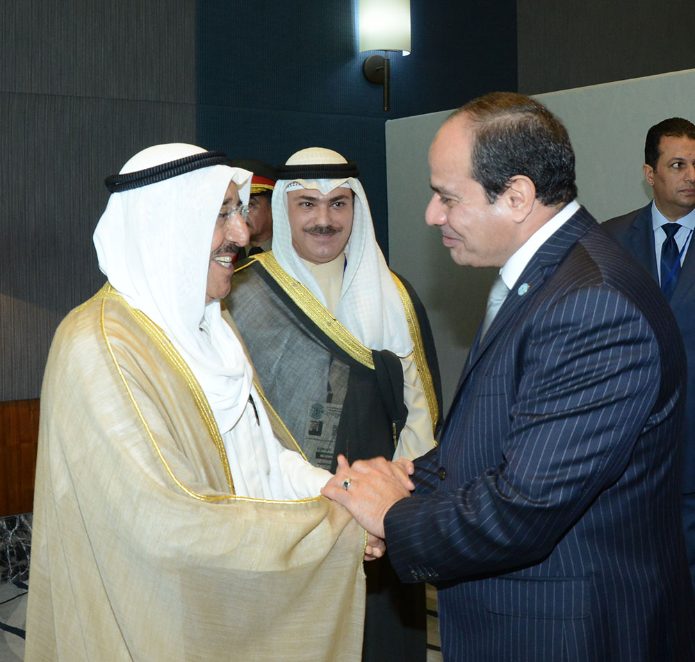 His Highness the Amir Sheikh Sabah Al-Ahmad Al-Jaber Al-Sabah receives Egyptian President Abdelfatah Al-Sisi