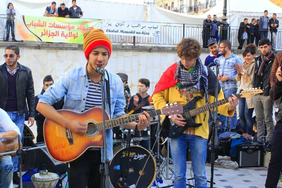 Collage of art, performances in Algerian streets
