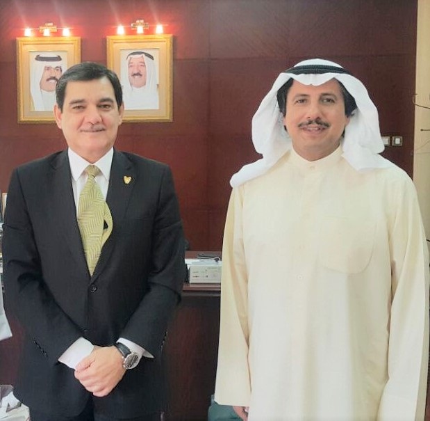 Dean of the diplomatic corps, Kuwaiti Ambassador to Bahrain Sheikh Azzam Mubarak Al-Sabah meets with Member of the Consultative Council Samir Al-Baharna