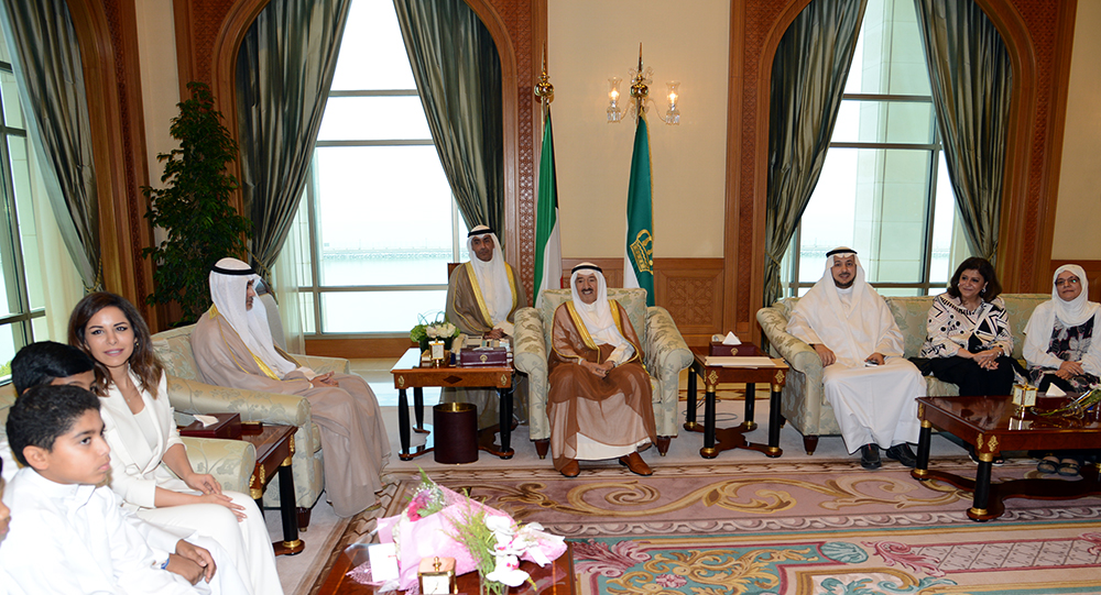 His Highness the Amir Sheikh Sabah Al-Ahmad Al-Jaber Al-Sabah received Vice President of the Khair Al Kuwait Charity Foundation Sheikha Mariam Mohammed Sabah Al-Salem Al-Sabah and a number of its members and a group of orphan children