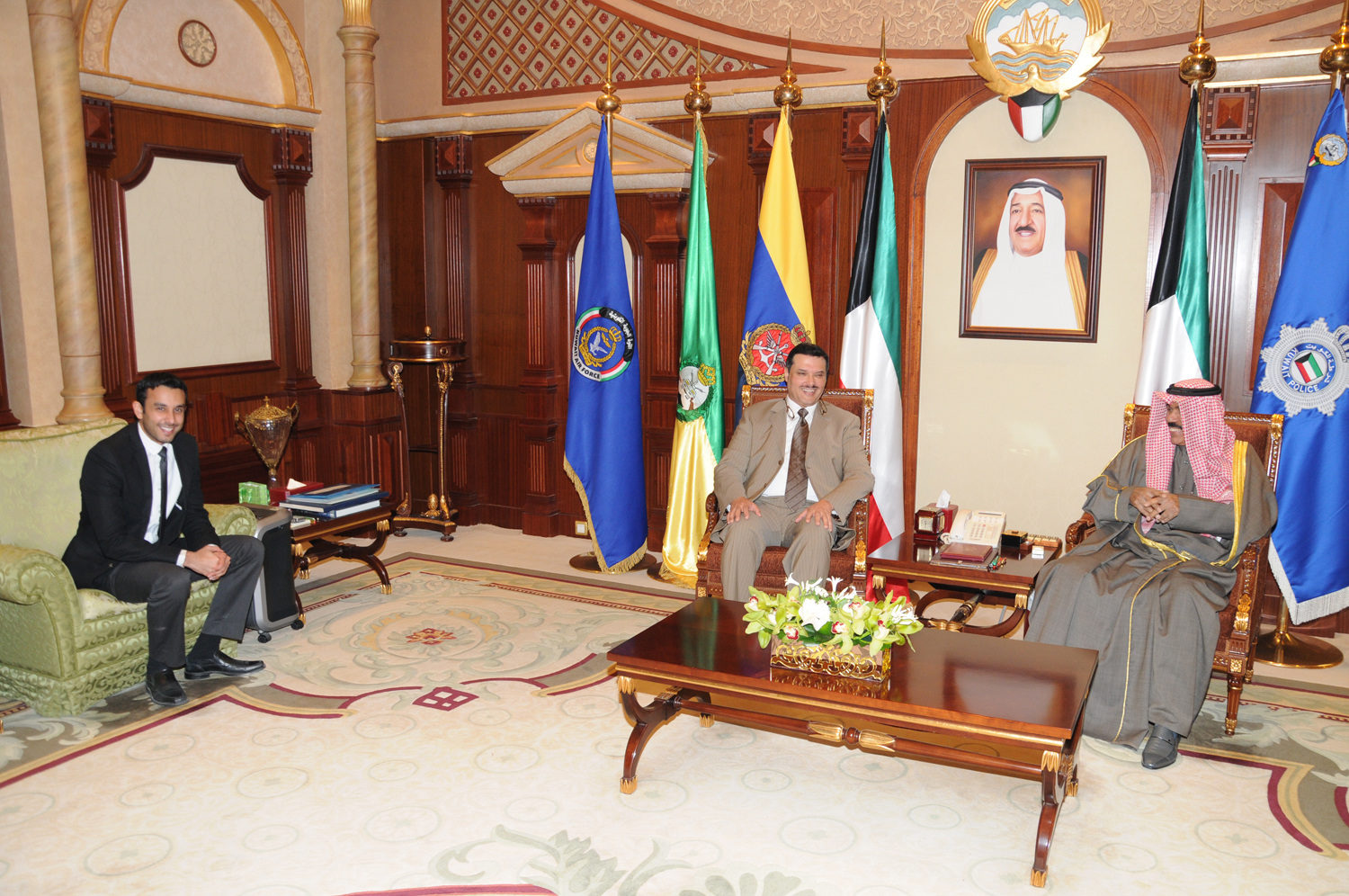 His Highness the Crown Prince Sheikh Nawaf Al-Ahmad Al-Jaber Al-Sabah receives Health Minister Dr. Jamal Al-Harbi, and Dr. Muthana Al-Sartawi
