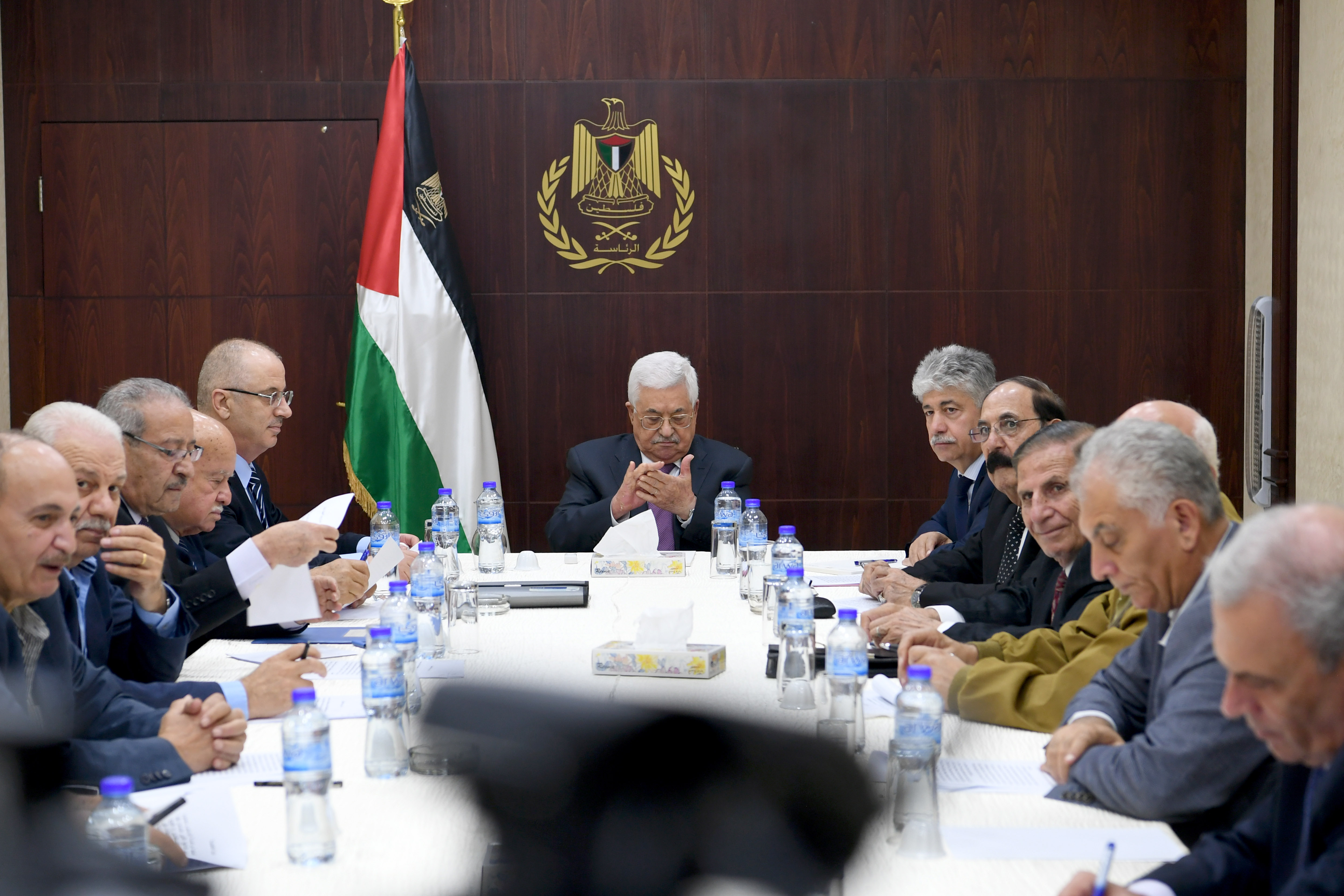 The Palestinian Liberation Organization's (PLO) Executive Committee meeting chaired by President Mahmoud Abbas