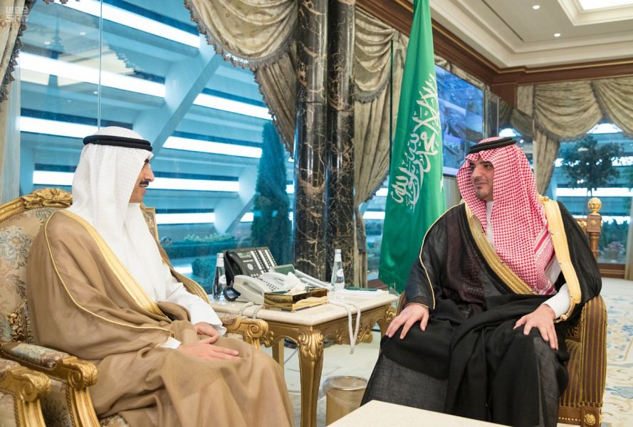 Kuwait Ambassador in Riyadh Sheikh Thamer Jaber Al-Sabah meets with Saudi Interior Minister Prince Abdulaziz bin Saud bin Nayef