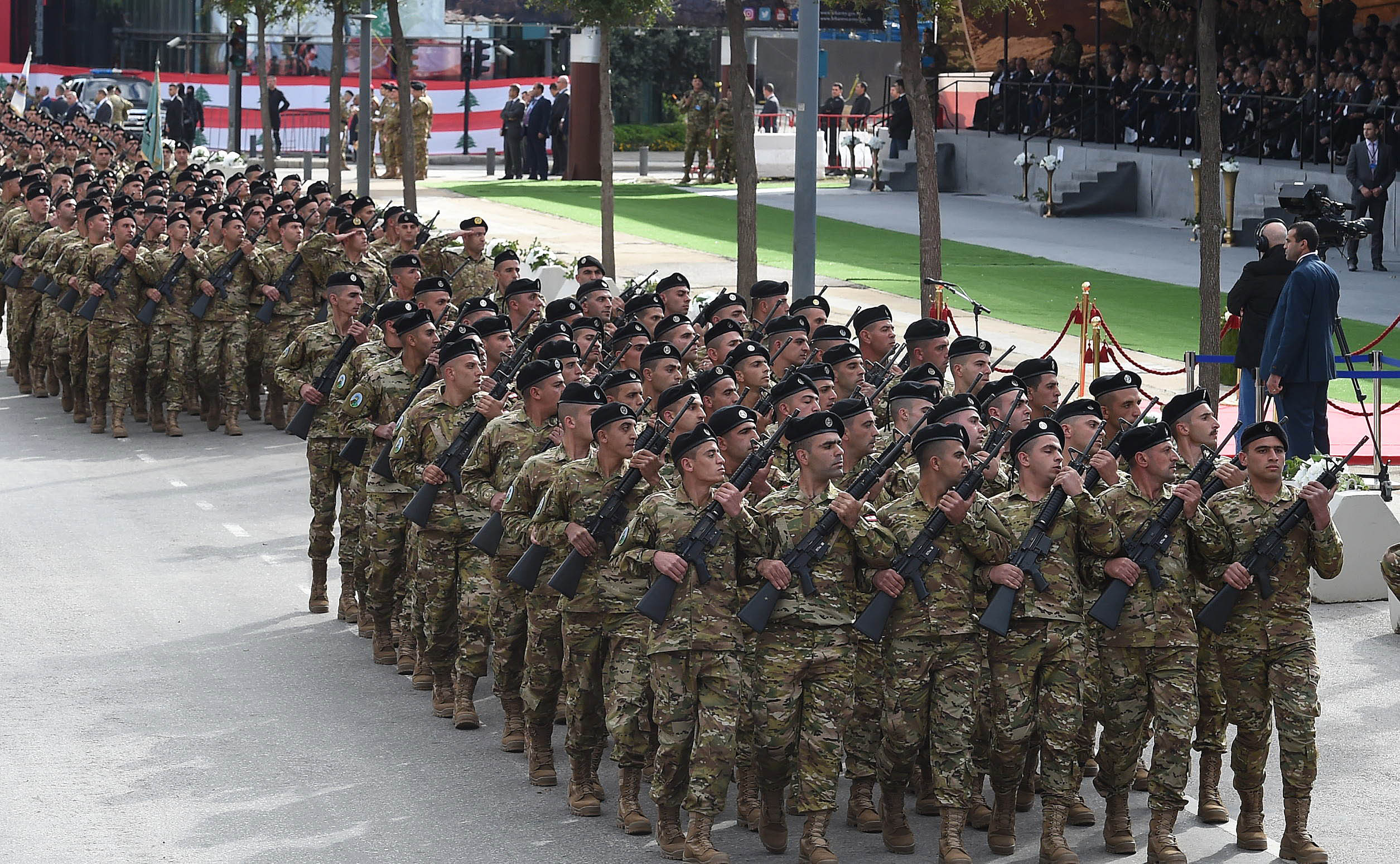 Lebanese top officials attend national day parade
